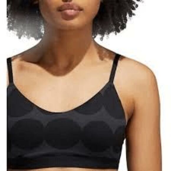 NWOT adidas AM Marimekko All Me Bra Top carbon print black size S - Picture 1 of 5